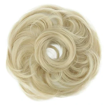 Abbildung von CAISHA Haargummi Bella Hochsteckfrisuren Haarteil Hochzeitfrisuren Voluminös Leicht Gewellt Hitzebeständige Kunstfaser DM17cm Hellblond Mix G17B