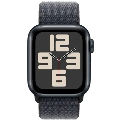 Abbildung von Apple Watch SE 2024 40mm Schwarz (Schwarzes Nylon Armband)