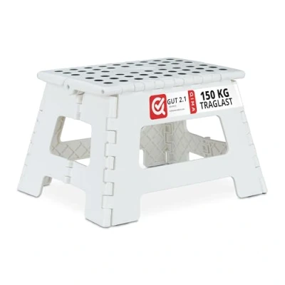 Abbildung von Relaxdays Klapphocker faltbar, Camping Hocker, Kinder Badhocker, bis 150 kg, Kunststoff, HxBxT: 22 x 35 28 cm, weiß, cm
