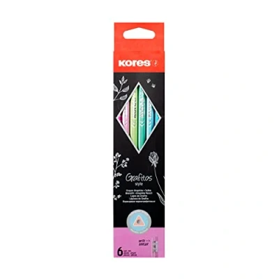 Abbildung von Kores Grafitos Style vorgespitzte Graphitstifte mit latexfreien bunten Radiergummis, 1 stück (6er Pack)