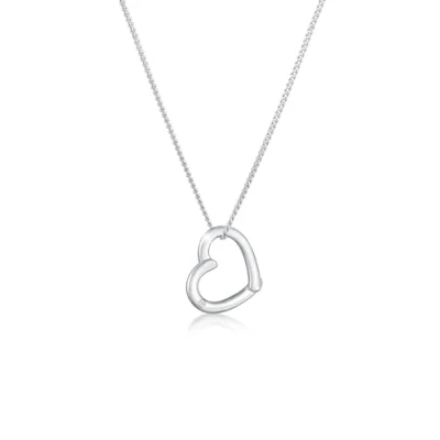 Abbildung von Elli DIAMONDS Halskette Damen Herz Anhänger Liebe Elegant mit Diamant (0.015 ct.) in 925 Sterling Silber