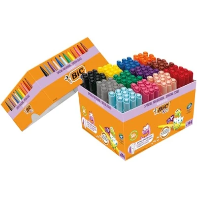 Abbildung von BIC Kids Filzstifte Set Visacolor XL, Fasermaler zum Malen in 12 Farben, 144 Stifte, auswaschbar, für Kinder ab 3