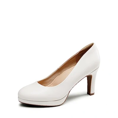 Abbildung von Dream Pairs Damen Pumps Anzugschuhe Klassische High Heels für mit Plateau Business und Arbeit,Size 39,Weiss Pu,SDPU2365W