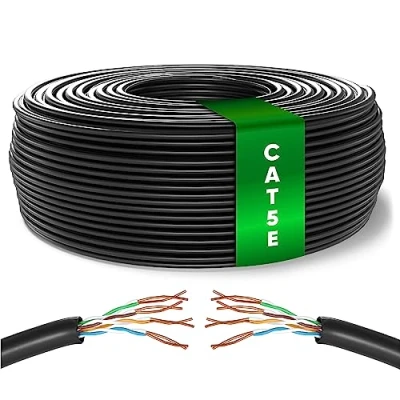 Abbildung von Mr. Tronic Ethernet netwerk netwerkkabel datakabel installatie installatiekabel CAT5E, AWG24, CCA, UTP, RJ45 LAN kabel Gigabit internetnetwerken (100 Meter, Schwarz)