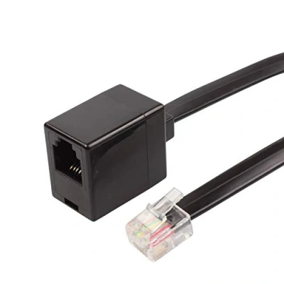 Abbildung von ecabo 6m Modular Verlängerung Telefonverlängerungskabel RJ12 Stecker auf Buchse Western Stecker/Buchse 6 adrig 6P6C ISDN für AB, Fax, Telefon schwarz