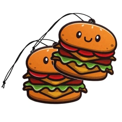 Abbildung von 2er Set Tuning Lufterfrischer Duftbaum fürs Auto Air Freshener Design Duft Anhänger (2x Hamburger)