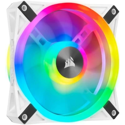 Abbildung von Corsair iCUE QL120 RGB, 120 mm RGB LED PWM Lüfter (34 Einzeln Ansteuerbare LEDs, Schwindigkeiten Bis zu 1,500 U/Min, Geräuscharm) Einzelpackung weiß