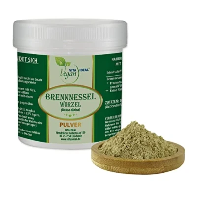 Abbildung von VITA IDEAL Vegan® BRENNNESSEL Wurzel 300g PULVER Urtica dioica Tagesportion 650mg BRENNESSELWURZEL, natürlich, pflanzlich &amp; ohne Zusatzstoffe, Inklusive Messlöffel.