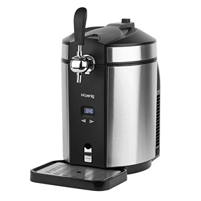 Abbildung von H.Koenig Bierzapfanlage BW1880 kompatibel mit allen 5L Universal Edelstahl Druckfässern integrierte Kühlung, Temperatur einstellbar zwischen 2C und 12C 65 W Rutschfeste Füße