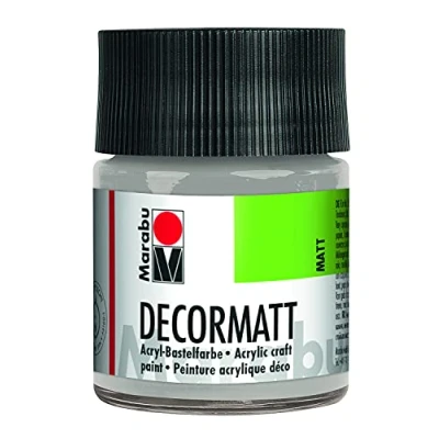 Abbildung von Marabu 14010005782 Decormatt Acryl Metallic Silber 782, 50 ml, samtmatte Acrylfarbe auf Wasserbasis, cremig und farbintensiv, speichelfest, wetterfest, zum freien Malen Schablonieren