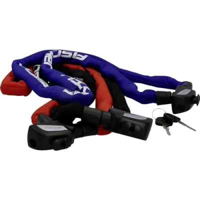 Abbildung von FISCHER Kettenschloss Neopren mit Schlüssel, Fahrradschloss, Länge: 130cm, Sicherheitsschloss E Bike, Diebstahlschutz