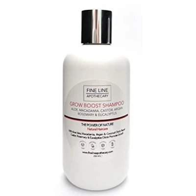 Abbildung von 99% Natürlich WACHSTUMS SHAMPOO ALOE, RIZINUS, ARGAN, MACADAMIA, KOKOS + ROSMARIN &amp; EUKALYPTUS 250 ml von Fine Line Apothecary. Keine Sulfate, Parabene. Konzentriert. pH 5,5 für empfindliche Haut.
