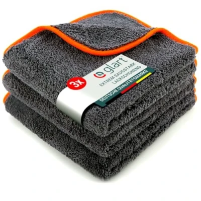 Abbildung von Glart Mikrofasertücher Auto 3er Set, Poliertuch saugstark &amp; weich, 40x40cm, Microfasertuch Autopflege, Mikrofasertuch Trockentuch polieren Mikrofaser Poliertücher orange