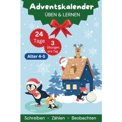 Abbildung von Lernen und rätseln Adventskalender ab 4 Jahren: Denk Malspiele 24 Tage Rätselspaß bis Weihnachten