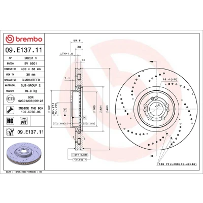 Abbildung von Bremsscheibe PRIME LINE UV Coated BREMBO 09.E137.11