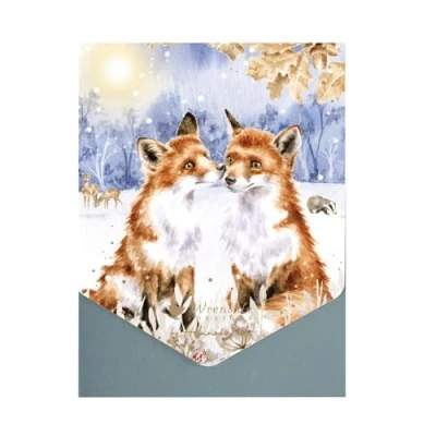Abbildung von Wrendale AXNCP035 Kartenset Weihnachten, Footprints in the snow, 8 Klappkarten mit Umschlag, Füchse, Maße Karte: 10,1 x 15,2 cm