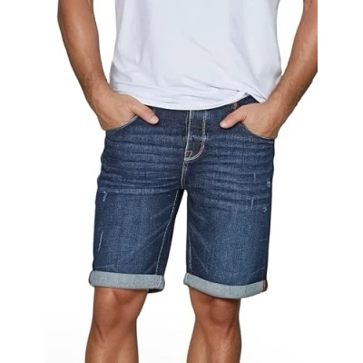 Abbildung von riverso Jeans Shorts Herren Stretch Kurz Regular Fit RIVTom Kurze Hosen Bermuda Sommer Denim Einfarbig, Größe:W 30, Farbe:Light Blue (L139)