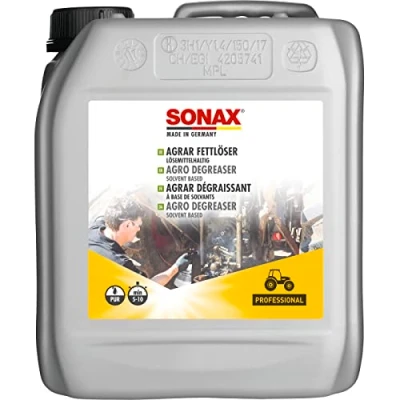 Abbildung von SONAX AGRAR FettLöser lösemittelhaltig (5 Liter) nichtwassermischbarer Lösemittelreiniger zu Reinigung von Öl &amp; Fettverschmutzungen, Art Nr. 07425000