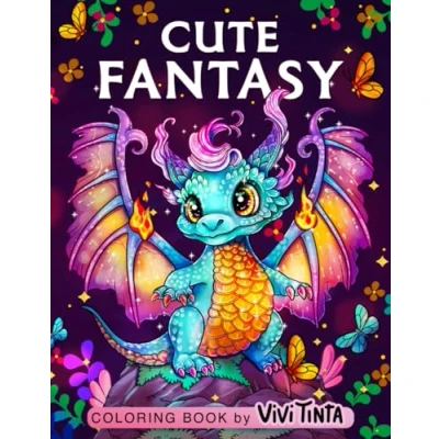Abbildung von Cute Fantasy: Coloring Book for Adults &amp; Teens with Adorable Fantasy Dragons, Mermaids, Unicorns and other Magical Creatures