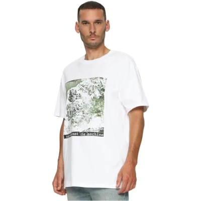 Abbildung von Upscale by Mister Tee RAGE Against THE Machine Oversize Tshirt print, Herren, Größe: Large, White