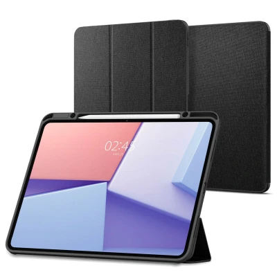 Abbildung von iPad Pro 13 (2024) M4 Hülle: Spigen Urban Fit Bookcase Stoff Tablet Hüllen