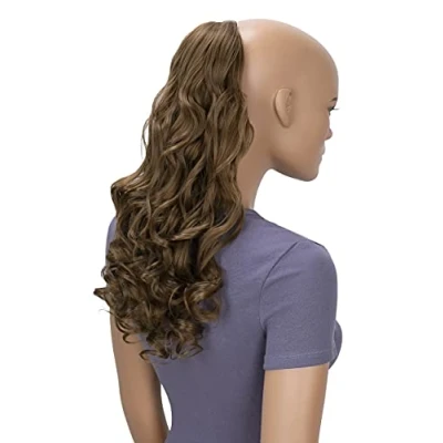 Abbildung von CAISHA 50cm Haarteil Ponytail Zopf Haarverlängerung Mit 2 Bändern Pferdeschwanz Lockig Hellbraun HC3 1