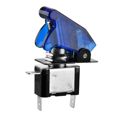 Abbildung von Heschen Metall Kippschalter Flick Flip, 12V 20A, SPST, EIN/AUS 2 Positionen, 3 polig, mit wasserdichter Kappe (klar blaue)