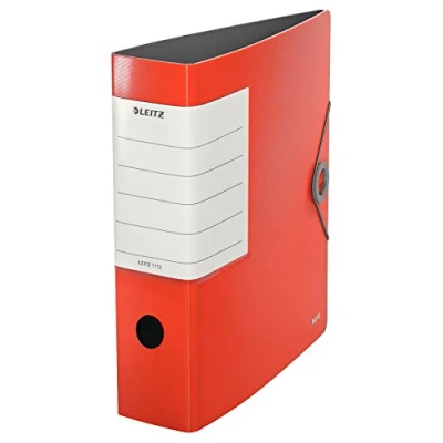 Abbildung von Leitz Qualitäts Ordner 180 Solid, A4, Hellrot, 8,2 cm Rückenbreite, Gummibandverschluss, Robustes Polyfoam, extra breites, austauschbares Rückenschild, 11120020, 82mm