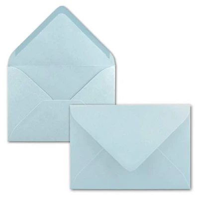 Abbildung von 25 Mini Brief Umschläge Hell Blau 5,2 x 7,6 cm Miniatur Kuverts mit Nassklebung für Blumen Grüße, Grußkarten, Anhänger &amp; Geld Geschenke FarbenFroh by GUSTAV NEUSER