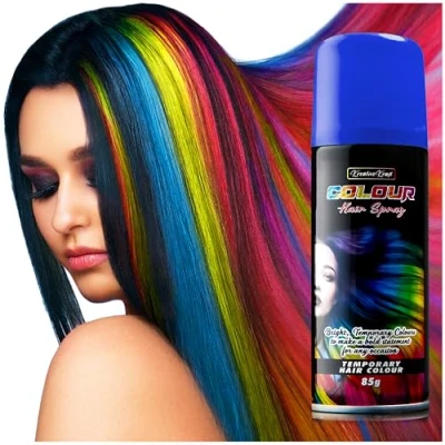 Abbildung von Temporäre Haarfarbe Spray, Auswaschbar (1 x 200ml) Haarspray für Fasching, Karneval (Blau)