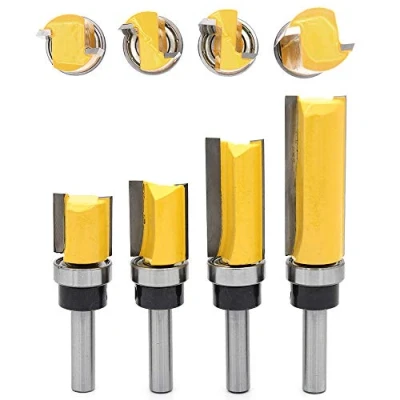 Abbildung von DingGreat 4 teilig 8 mm Schaft Bündigfräser, Nutfräser Holzschneider Professional Zubehör, Holz Fräser Router Bit Oberfräser