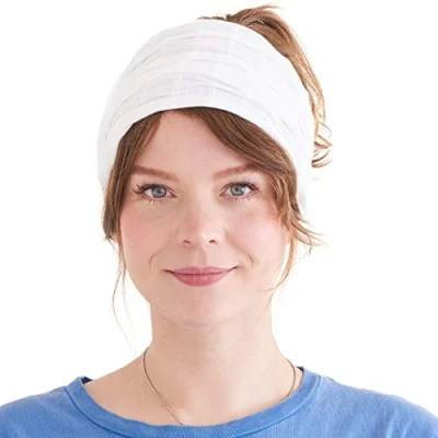 Abbildung von CHARM Baumwolle Haarband Stirnband Bandana Unisex Weich Breites Chemo Headband Japanisch Weiß