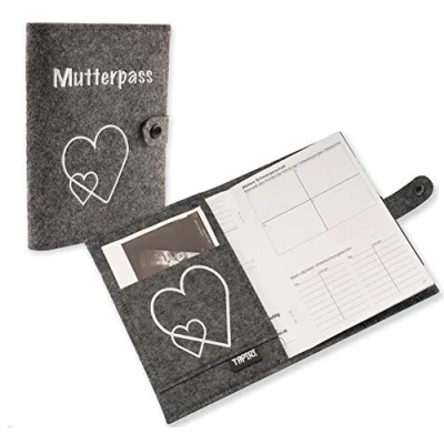 Abbildung von riijk Mutterpasshülle mit Verschluss für Deutschen Mutterpass Tasche Ultraschallbilder und Impfpass, Hülle aus Filz als Geschenk