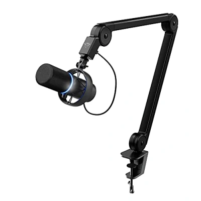 Abbildung von Trust Gaming GXT 255Plus Onyx Professionelles Mikrofon mit Arm, Nierencharakteristik, Popfilter, USB, LED, für Aufnahme, Streaming, Podcast, Broadcasting Schwarz