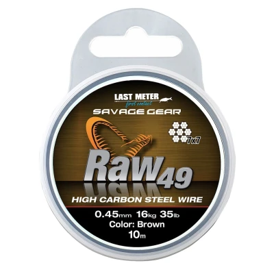 Abbildung von Savage Gear Raw 49 Steel Wire (10m) Raubfisch Vorfachmaterial