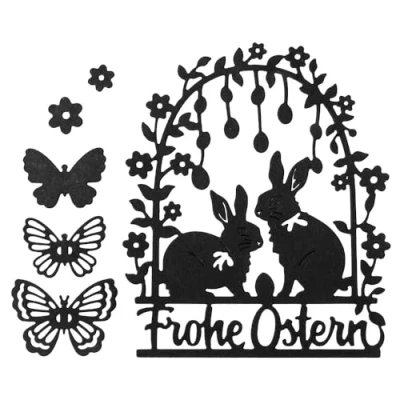 Abbildung von Ideen mit Herz Stanz Schablone Oster Bogen Häschen Blume Schmetterling Osterhase Grußkarte Motive Frühling 6 Stück
