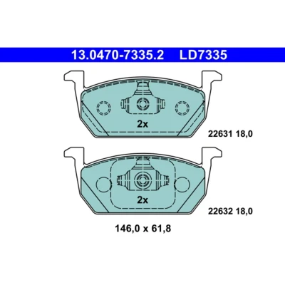 Abbildung von ATE 13.0470 7335.2 Bremsbelagsatz nicht für Verschleißwarnanzeiger vorbereitet, exkl. Verschleißwarnkontakt SEAT: Leon III Hatchback, ST