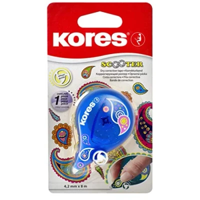 Abbildung von Kores Scooter: Paisley Korrekturbandroller Maus für Schüler und Erwachsene, ein sich nicht ablösender trockener Korrekturroller mit Räderführung in Ergonomischer Form, Schul 8m x 4,2 mm