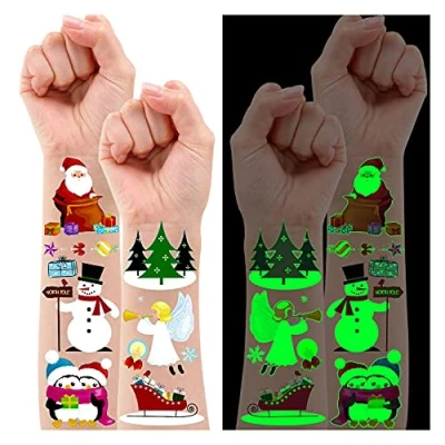 Abbildung von Leesgel Weihnachts Tattoo Kinder, 70 Stile Weihnachten Leuchtende Aufkleber für Temporäre Tattoos, Mitgebsel Kindergeburtstag Geschenktüten Kinder Party Zubehör
