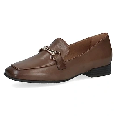 Abbildung von CAPRICE Damen Loafer ohne Absatz Memotion aus Leder Elegant Weite G, Braun (Taupe Nappa), 38 EU