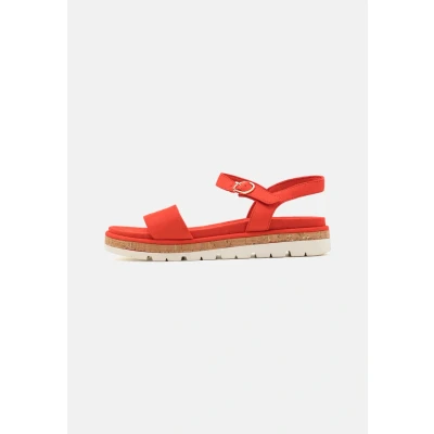 Abbildung von MARCO TOZZI Damen Sandalen flach mit Klettverschluss Bequem, Rot (Fire), 38 EU