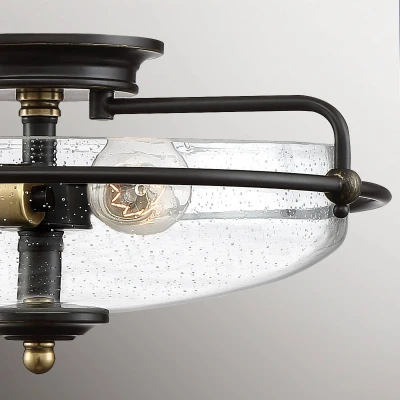 Abbildung von Quoizel QZ Griffin F C PNAB Deckenleuchte E27 40W Stahl, klares Glas; palladianische Bronze mit verwitterten Messingakzenten B:42.2cm Ø42.2cm