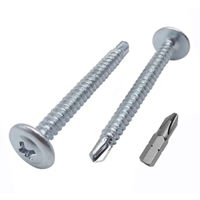 Abbildung von (60 Stück) verzinkter Stahl 4,2 x 45 mm Schrauben, Kreuzschlitz modifizierter Halsspannkopf, selbstbohrende Blechschraube, selbstschneidend (60, mm)