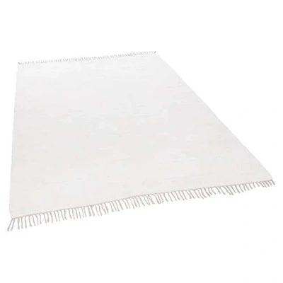 Abbildung von THEKO Dhurry Teppich aus 100% Baumwolle Flachgewebe Happy Cotton handgewebt Farbe: Weiß 40x60 cm