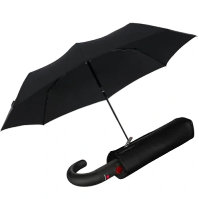 Abbildung von Knirps Taschenschirm T.260 Medium Duomatic Black Auf Zu Automatik Sturmfest Windproof Rundhakengriff Schwarz
