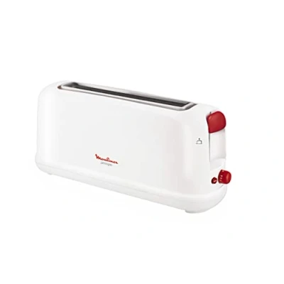 Abbildung von Moulinex Principio LS160111 Toaster mit langem Schlitz, 25 cm, Krümelauffangschale 7 Röststufen, Auftaumodus und Ausschalttaste, für große Brotsorten, weiß