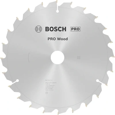 Abbildung von Bosch 1x PRO Wood Kreissägeblatt für Netz Kapp‑ und Gehrungssägen (für Weichholz, Hartholz, Ø mm, Professional Zubehör Kapp Gehrungskreissäge)