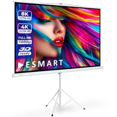 Abbildung von ESMART Professional MISATI Stativ Leinwand 237 cm Bild 221 x 125 (100&quot;) 16:9 Heimkino Beamer Projektionsleinwand LCD LED
