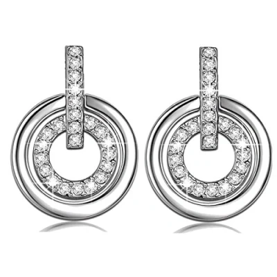 Abbildung von Crystalline Azuria Kristalle Weiß Rund Kreis Ohrstecker Ohrringe 18 kt Vergoldet für Damen
