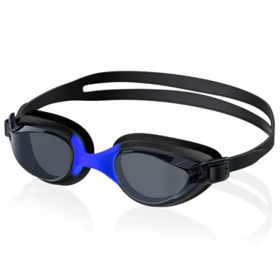 Abbildung von Ambienden Unisex Swimming Goggles, Anti Fog &amp; Leak Proof With Clear Lens Adjustable Colorful Nose Bridge, Professional Wide Vision Comfort Fit For Adults Outdoor BlueAF4800